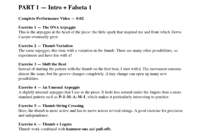 Preview of the exercises and learning sections included in the Tierra Cuerpo Workbook